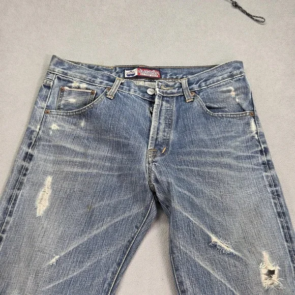 Japanese Selvedge Jeans Mens Whiskers Thrashed Justin Zip Fits 30x30 - Picture 9 of 15